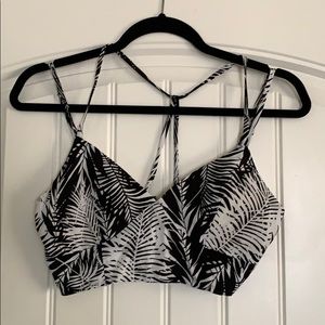 Palm tree print black and white crop top